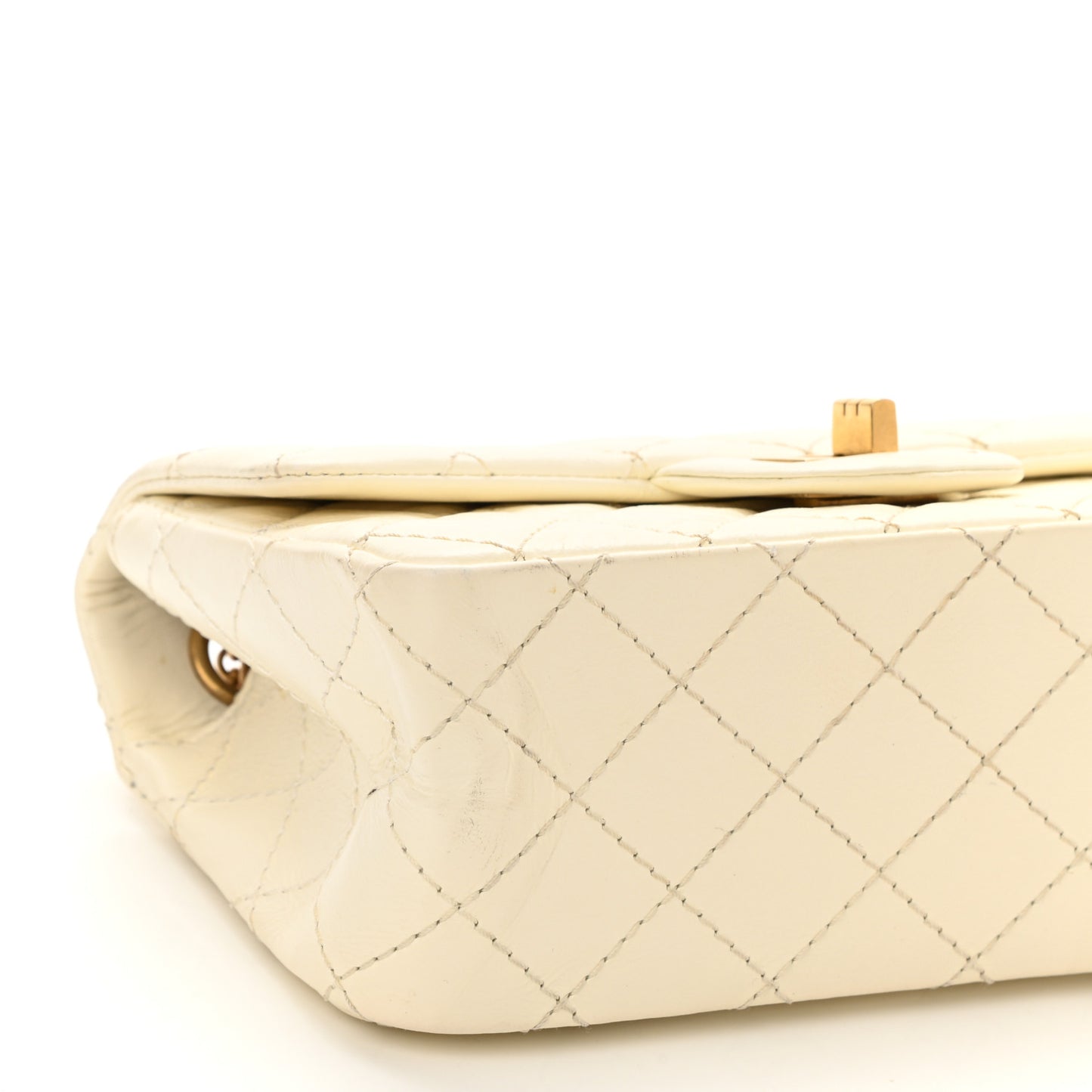 Aged Calfskin Quilted 2.55 Reissue Mini Flap White