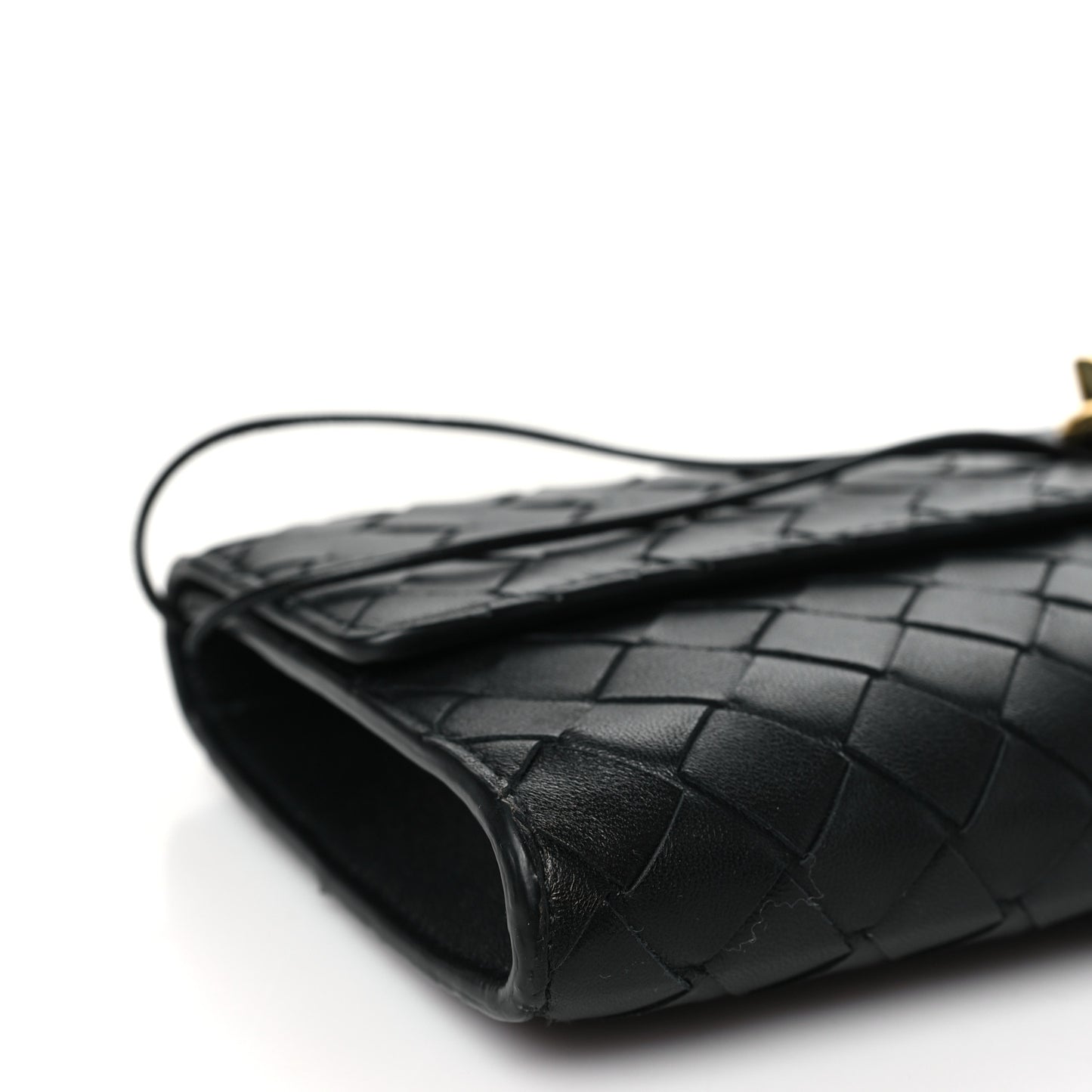Nappa Intrecciato Long Andiamo Top Handle Clutch Black