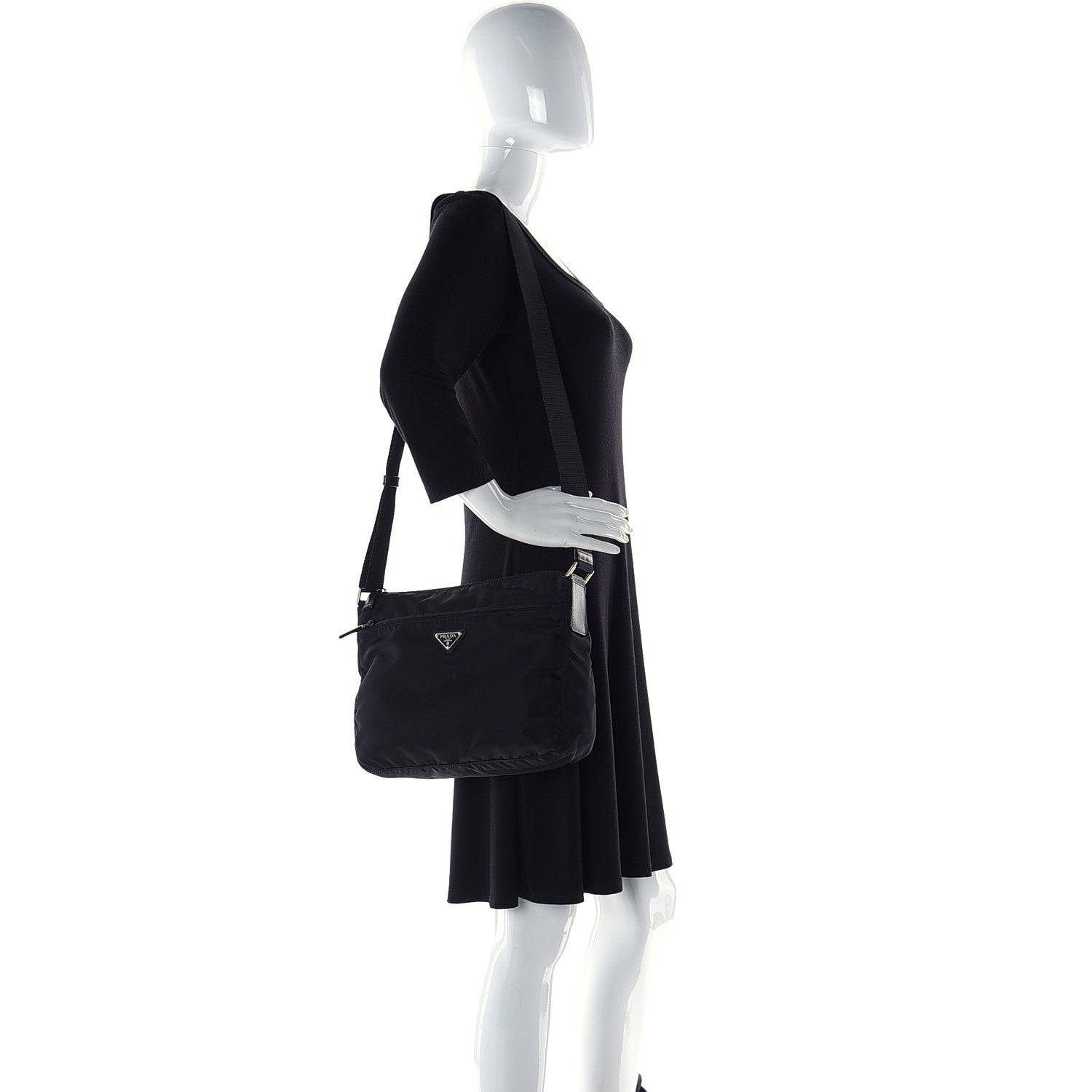 Prada Nylon Vela Messenger Bag Black 2 of 10