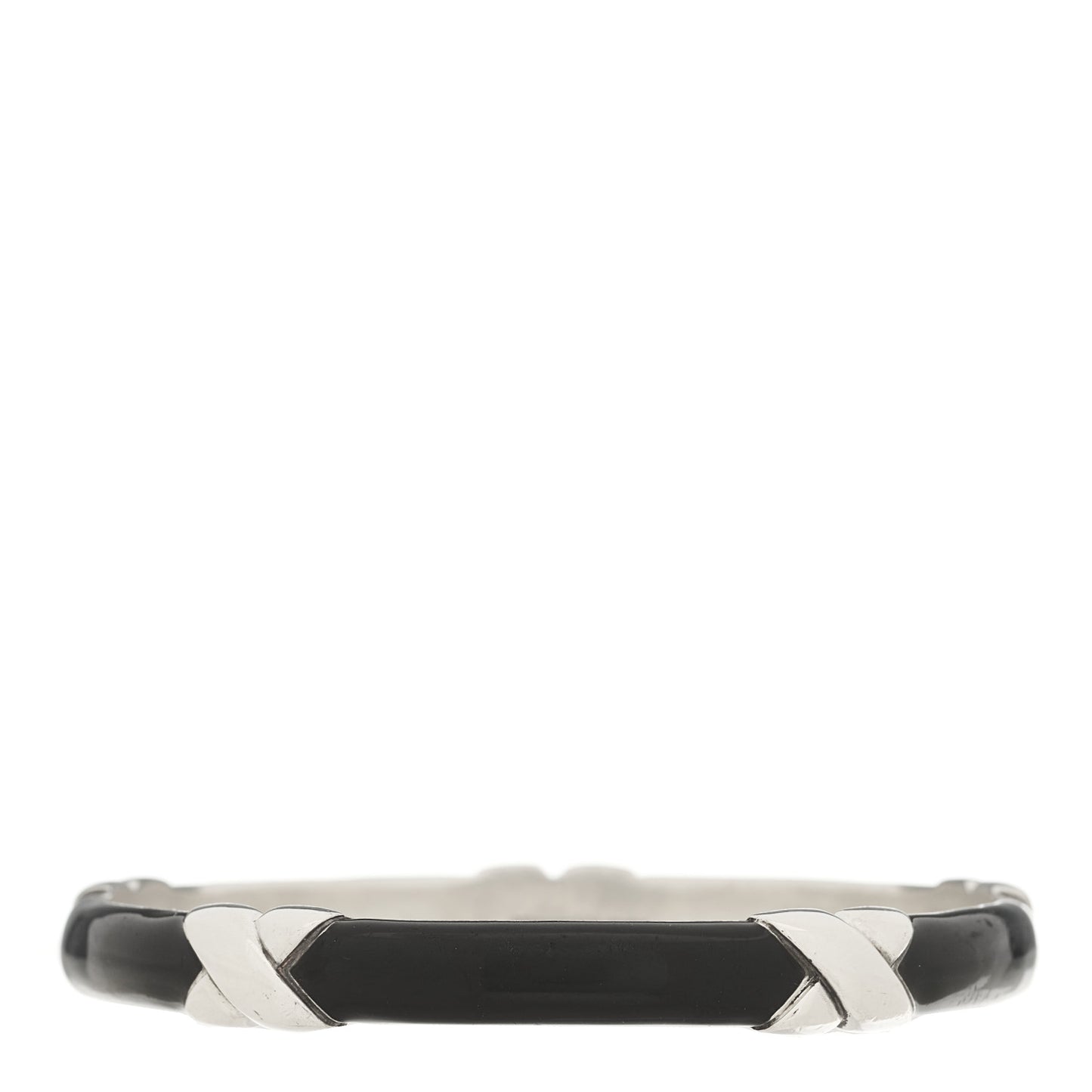 Sterling Silver Enamel Signature X Bangle Bracelet Black