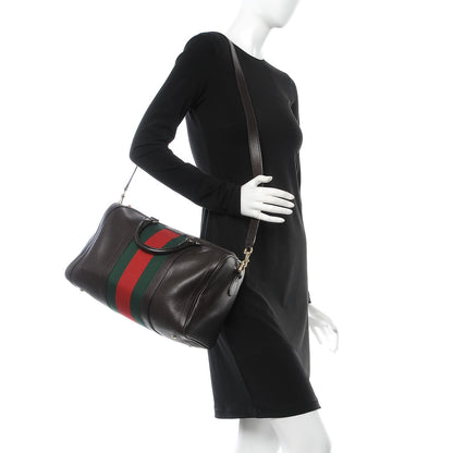Gucci Calfskin Vintage Web Medium Boston Dark Brown 2 of 11