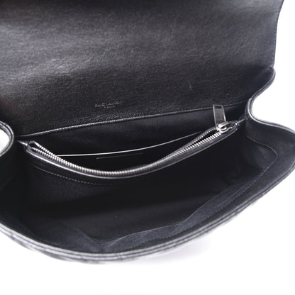 Saint Laurent Sheepskin Matelasse Chevron Monogram Large College Satchel Black 4 of 8