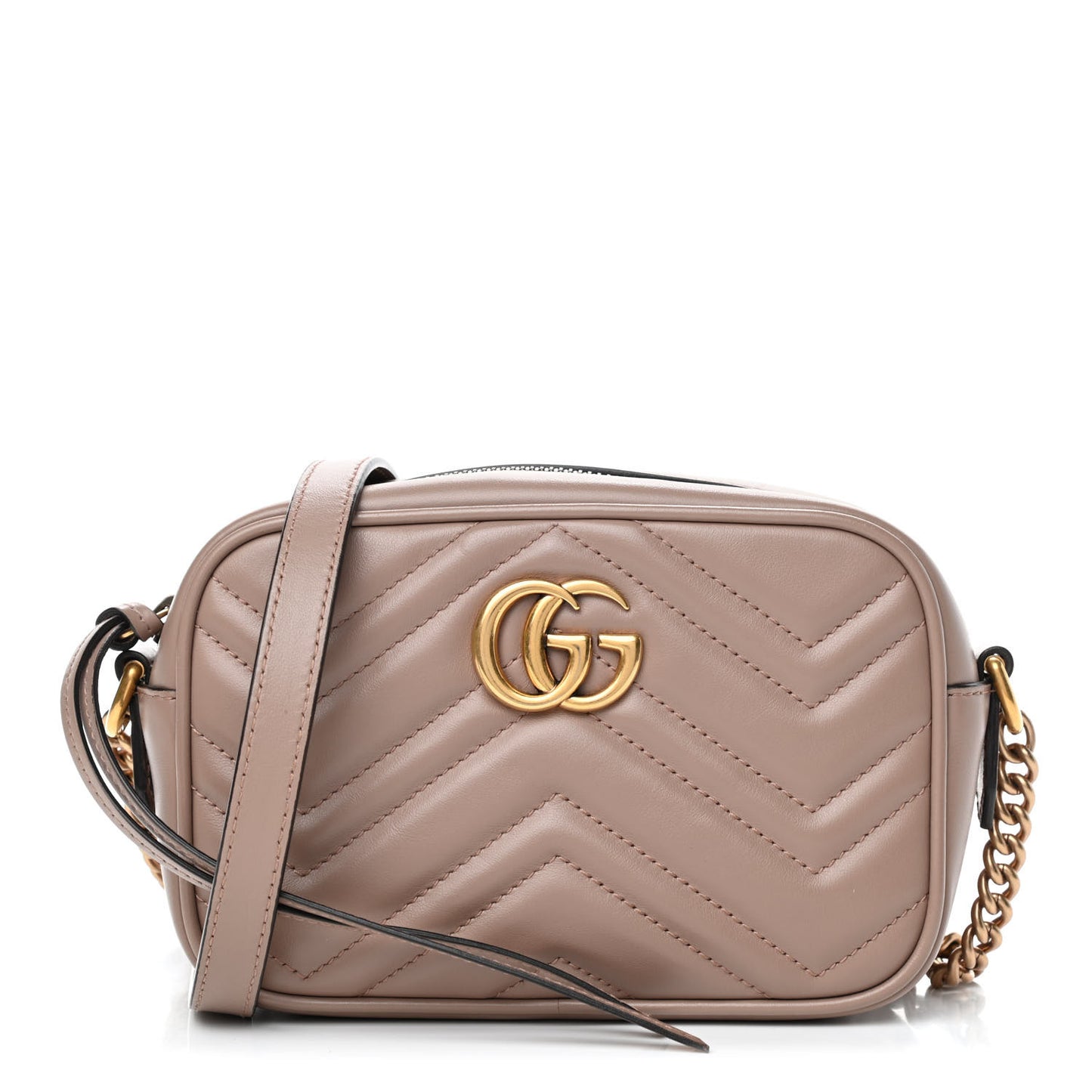 Calfskin Matelasse Mini GG Marmont Chain Shoulder Bag Porcelain Rose