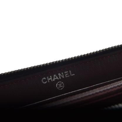 Chanel Lambskin Quilted Large Gusset Zip Around Wallet Black 7 of 10