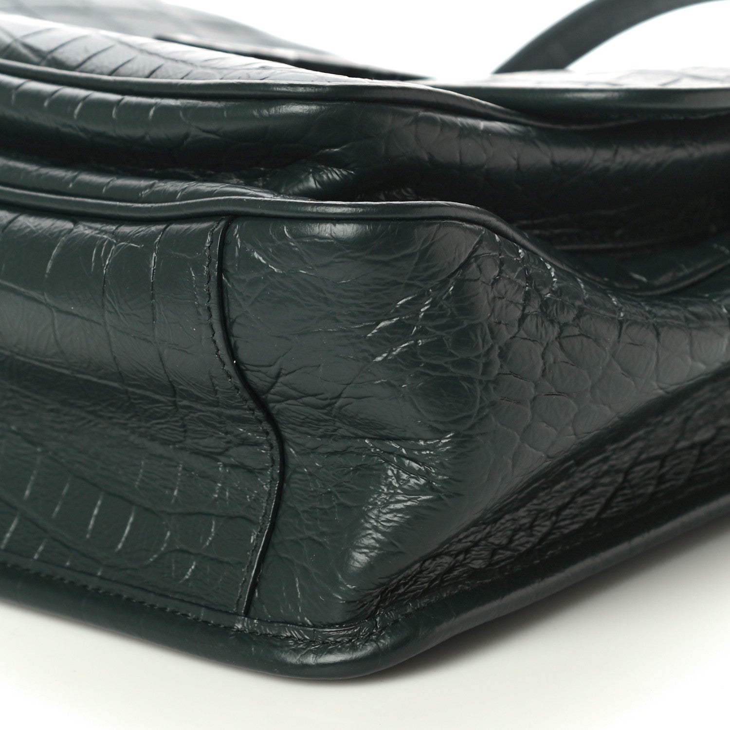 Saint Laurent Crocodile Embossed Calfskin Monogram Medium Niki Chain Satchel Algea 9 of 9