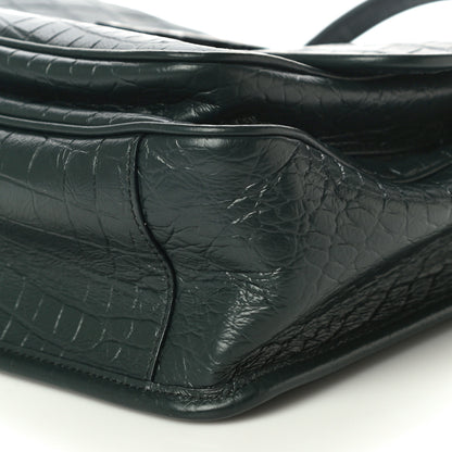 Saint Laurent Crocodile Embossed Calfskin Monogram Medium Niki Chain Satchel Algea 9 of 9