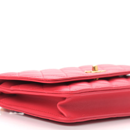 Chanel Lambskin Quilted CC Pearl Crush Wallet on Chain WOC Red 10 of 12