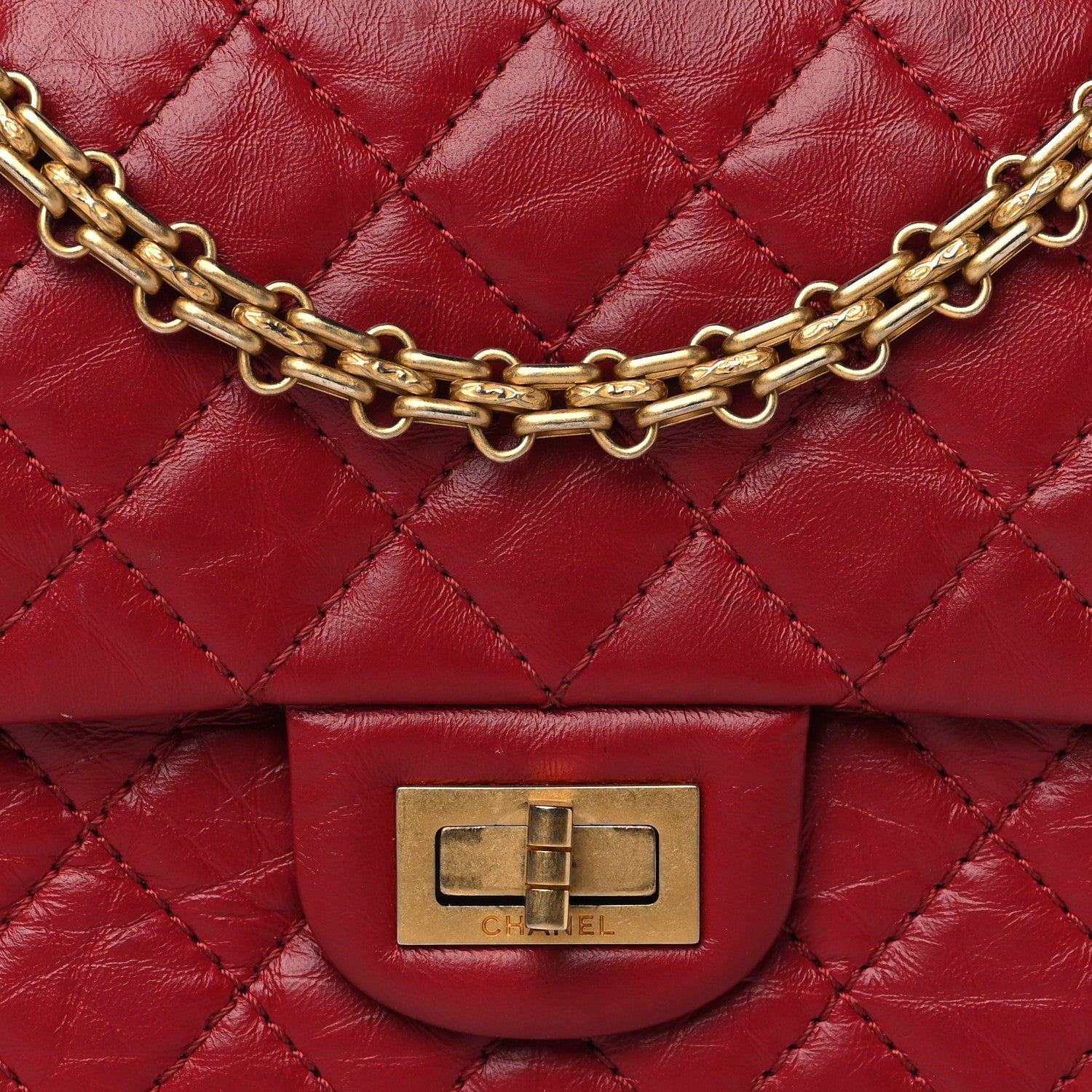 Chanel Aged Calfskin Quilted 2.55 Reissue Mini Flap Red 8 of 11