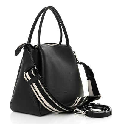Prada Vitello Daino Soft Medium Zippered Top Handle Bag Black 3 of 13