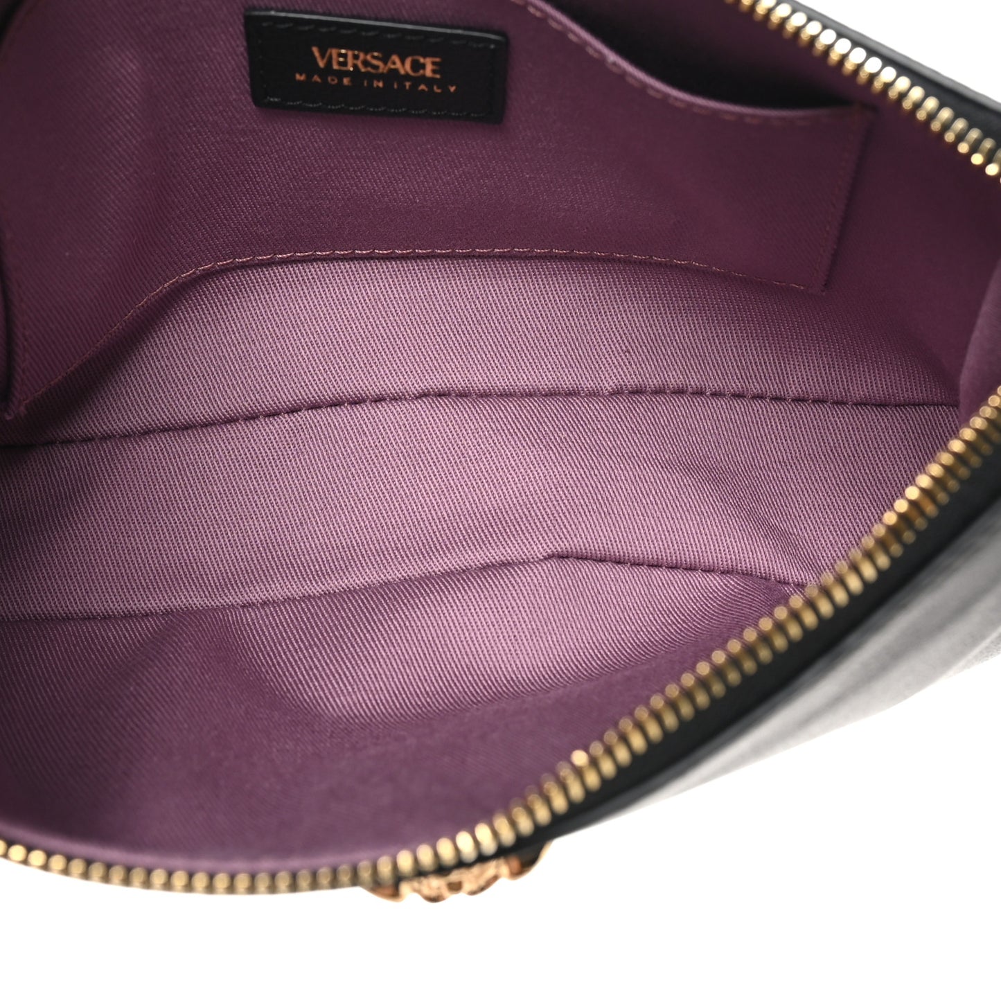 Grained Calfskin Medusa Shoulder Bag Black