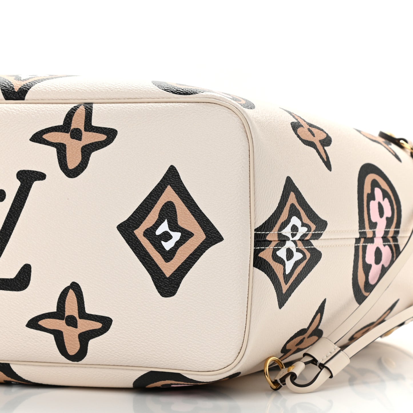Monogram Giant Wild At Heart Neverfull MM Creme