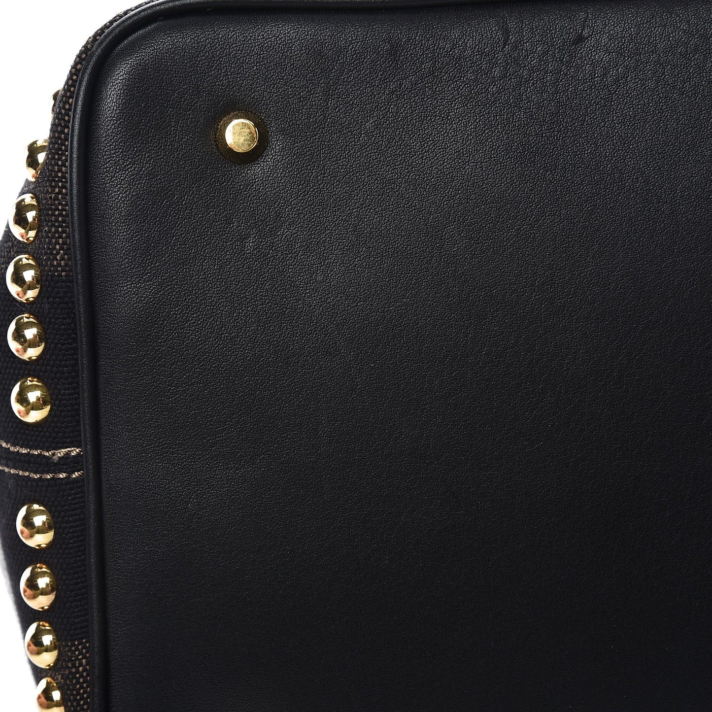 Canvas Mega Check Studded Medium Ashby Bucket Bag Black