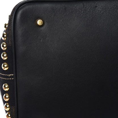 Burberry Canvas Mega Check Studded Medium Ashby Bucket Bag Black 9 of 10