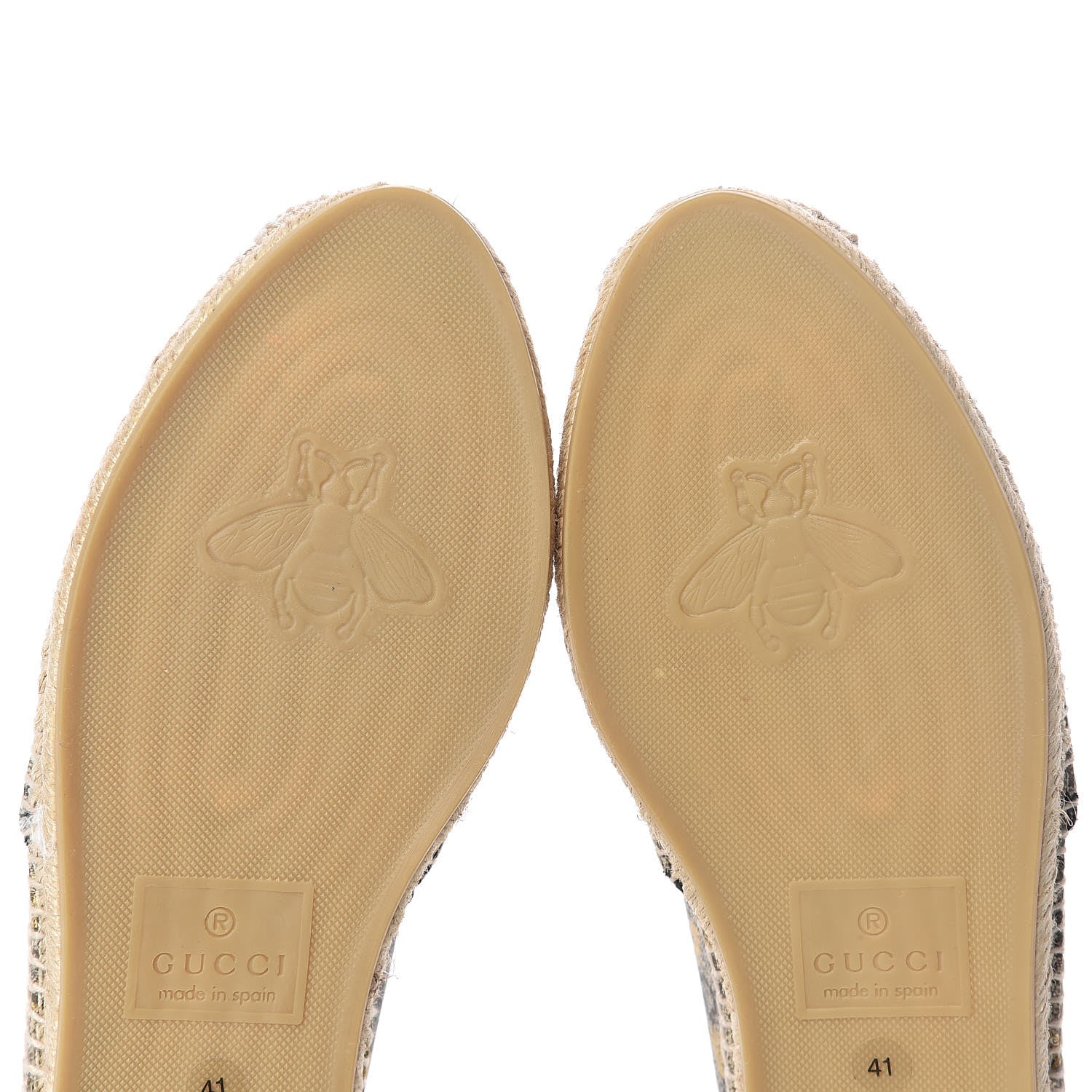 Gucci GG Supreme Monogram Bees Espadrille Flats 41 Beige Ebony Oro Black 10 of 10