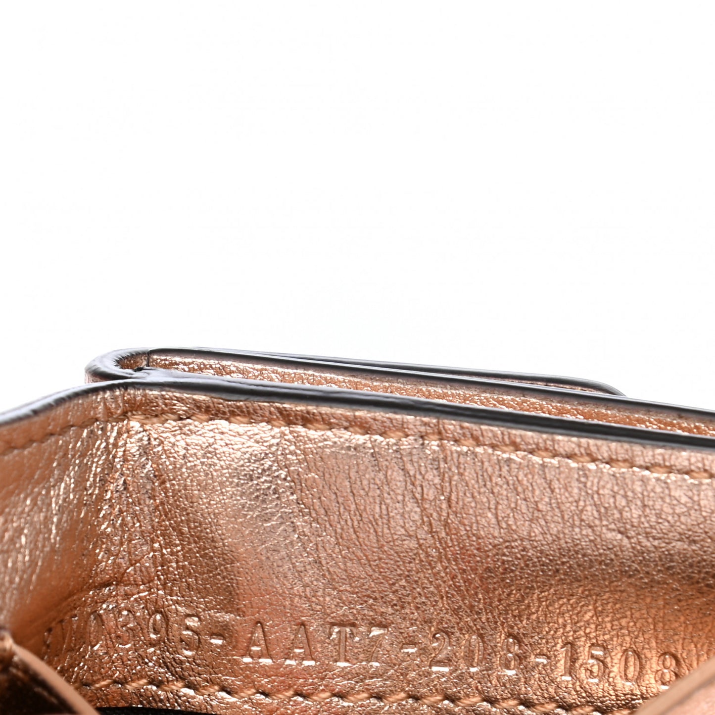 Vitello Laminato FF 1974 Embossed Micro Tri-Fold Wallet Rame