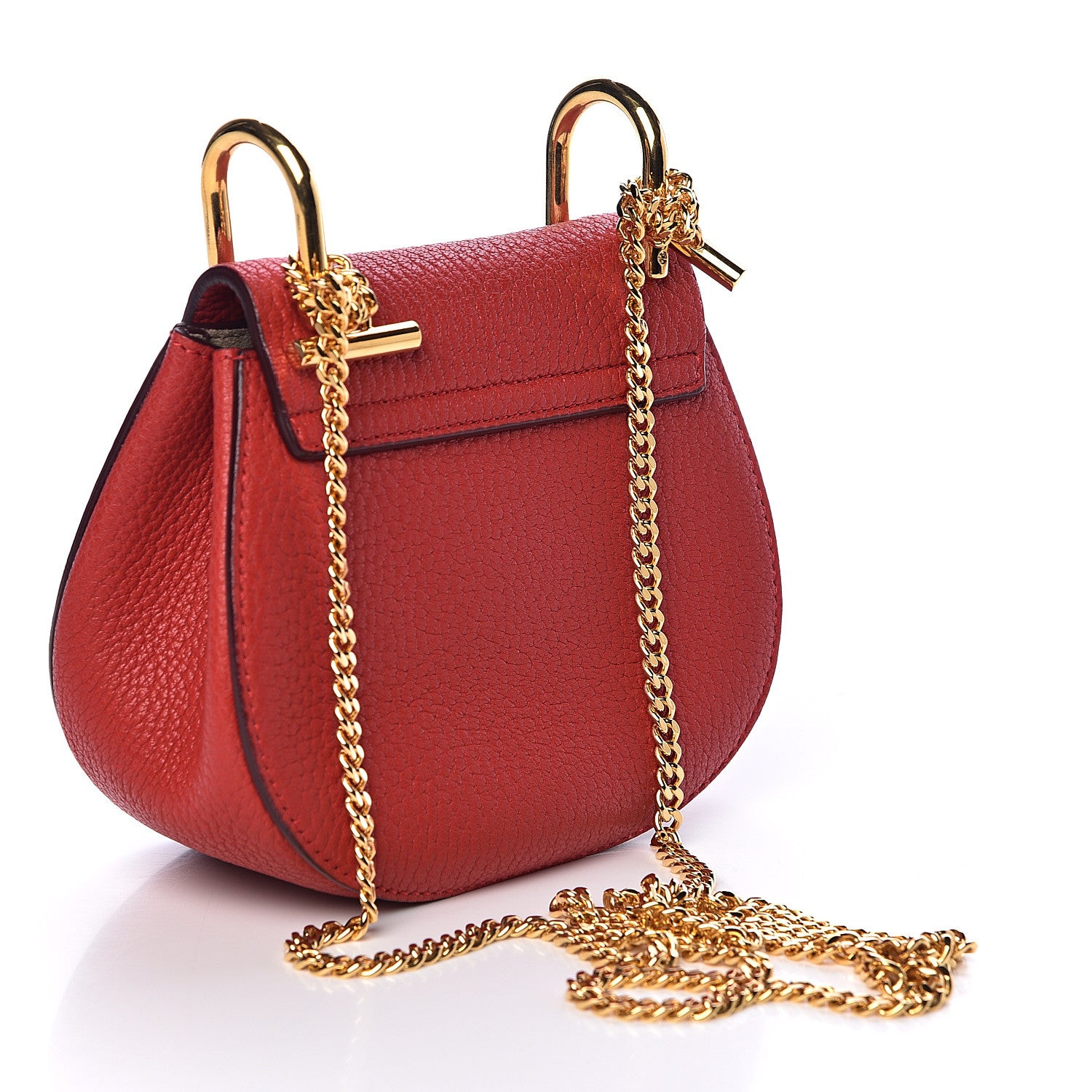 Chloe Grained Lambskin Nano Drew Shoulder Bag Intense Red 3 of 11