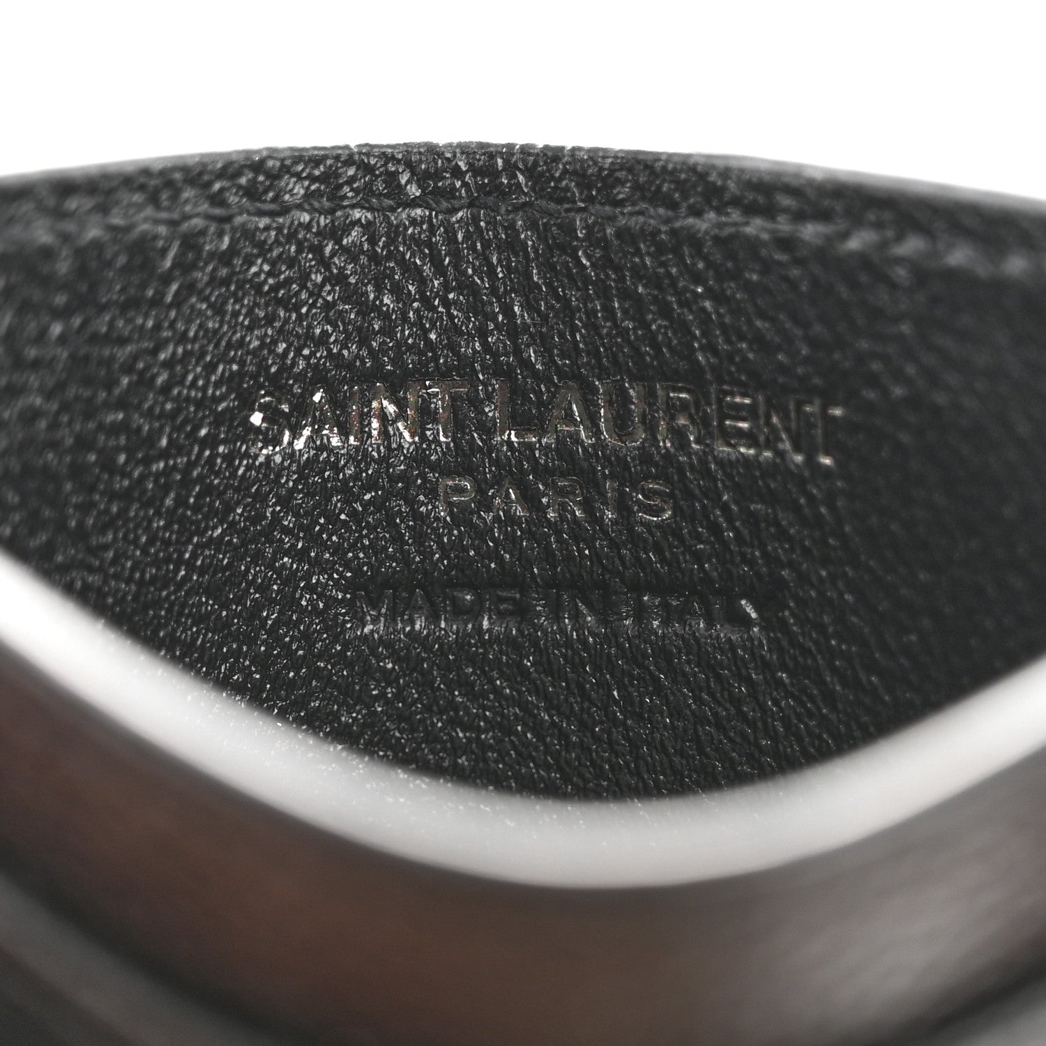 Saint Laurent Grain De Poudre Matelasse Chevron Monochrome Monogram Credit Card Case Black 6 of 8