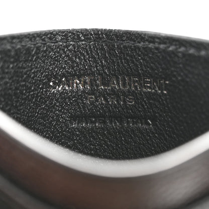 Saint Laurent Grain De Poudre Matelasse Chevron Monochrome Monogram Credit Card Case Black 6 of 8