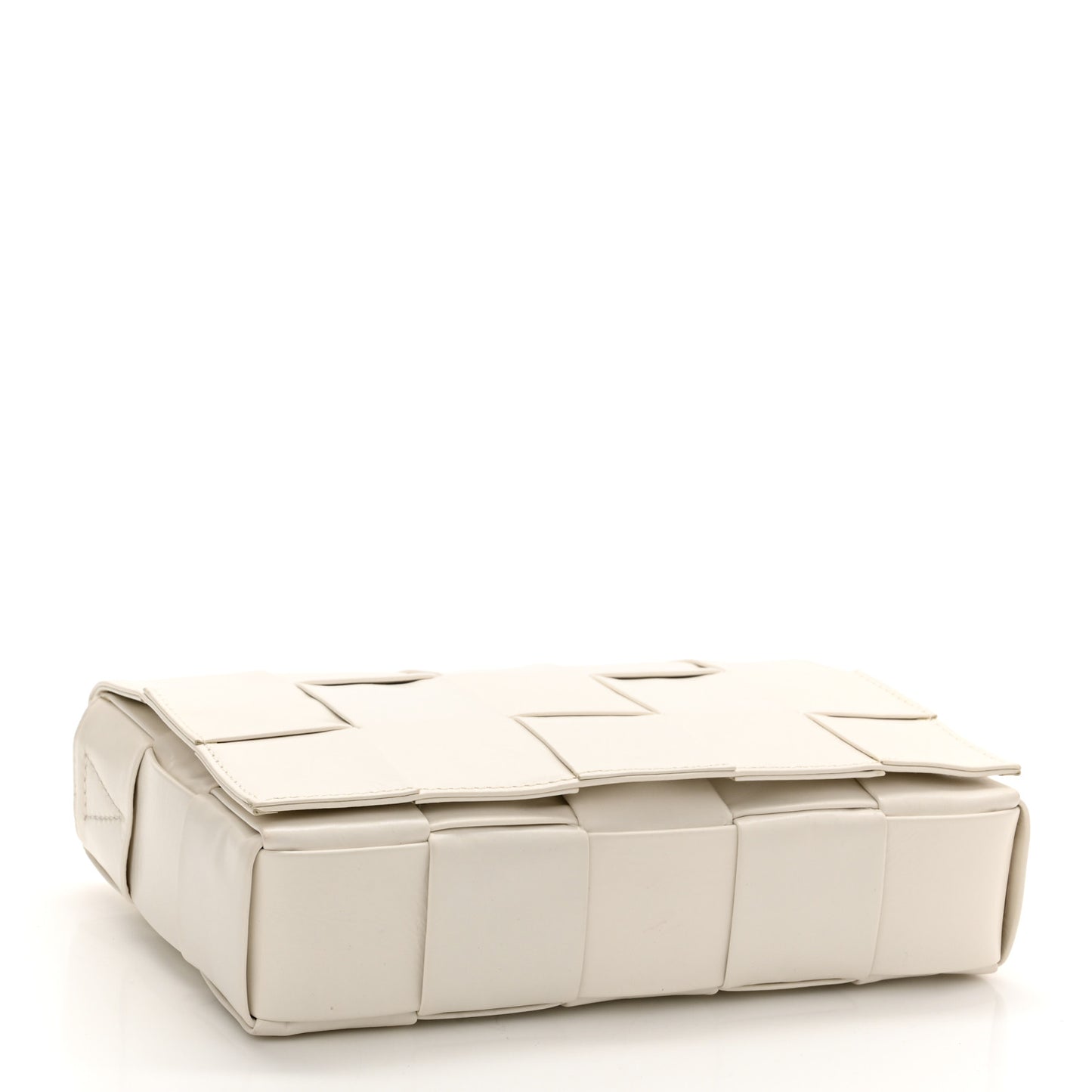 Paper Calfskin Maxi Intreccio Cassette Crossbody Bag White