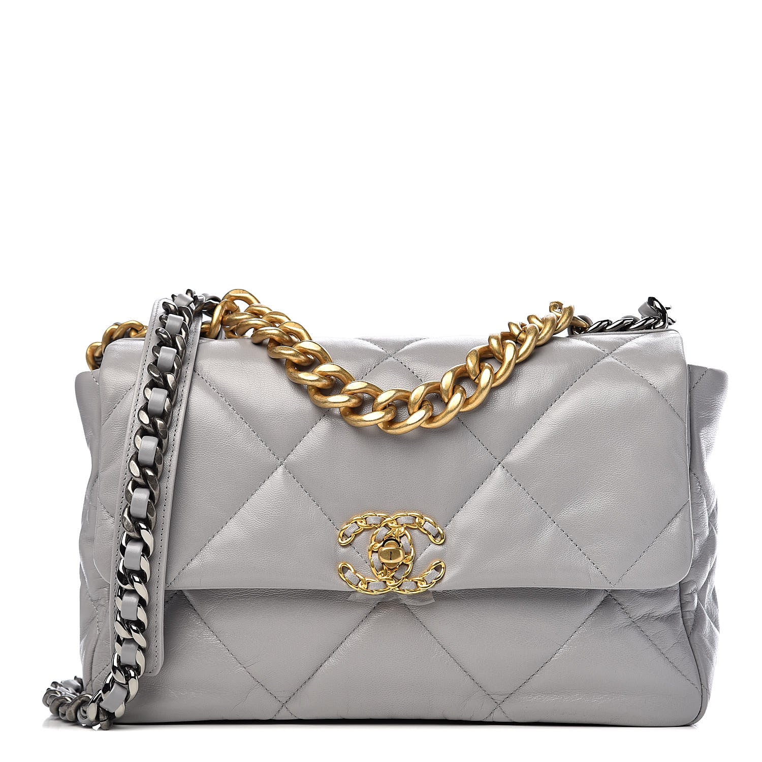 Chanel Goatskin Quilted Large 19 Flap Grey 1 of 11