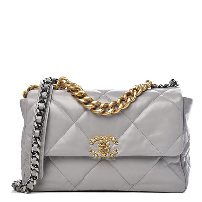 Chanel Goatskin Quilted Large 19 Flap Grey 1 of 11