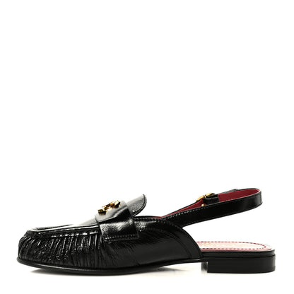 Chanel Crumpled Shiny Lambskin CC Slingback Mocassin 37.5 Black 1 of 10