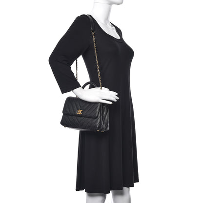 Chanel Caviar Chevron Quilted Mini Coco Handle Flap Black 2 of 10