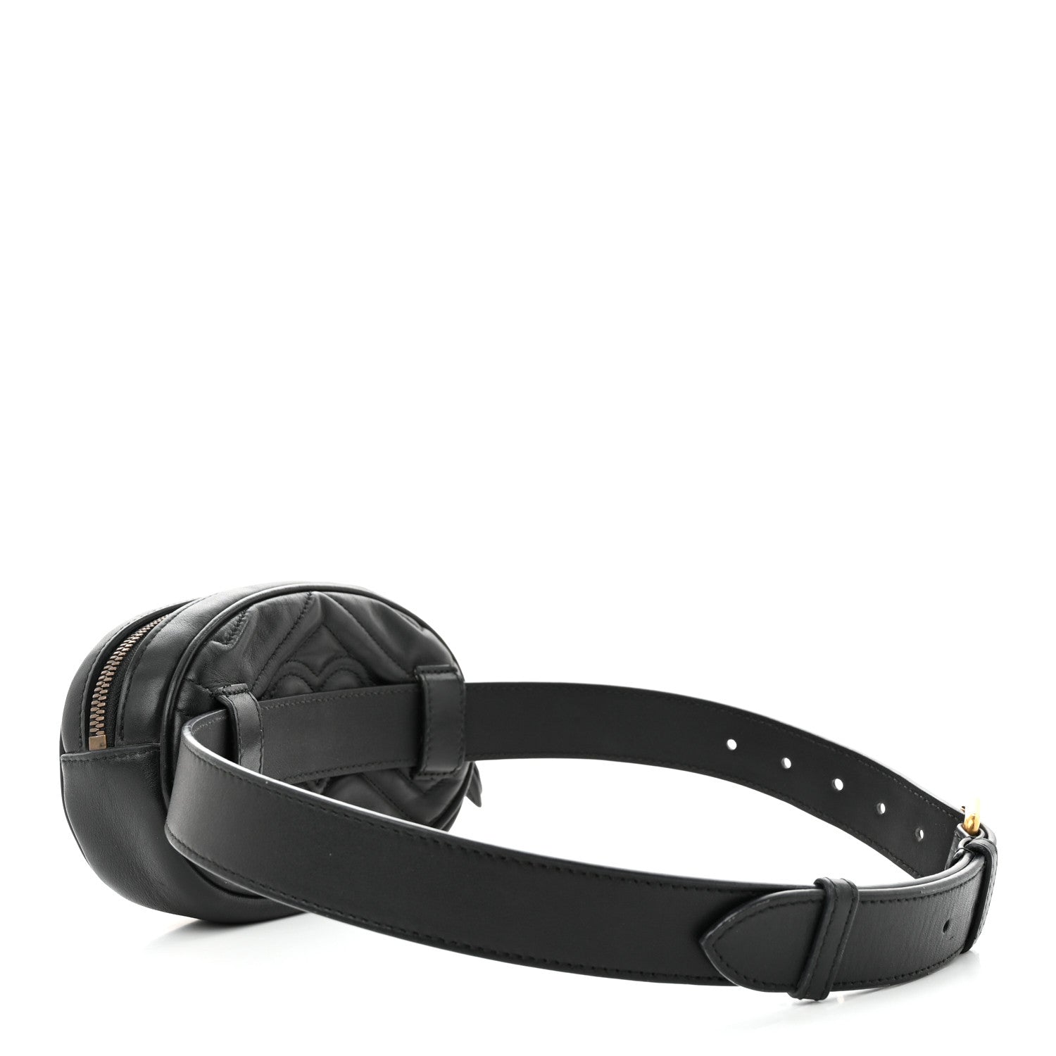 Gucci Calfskin Matelasse GG Marmont Belt Bag 75 30 Black 3 of 16