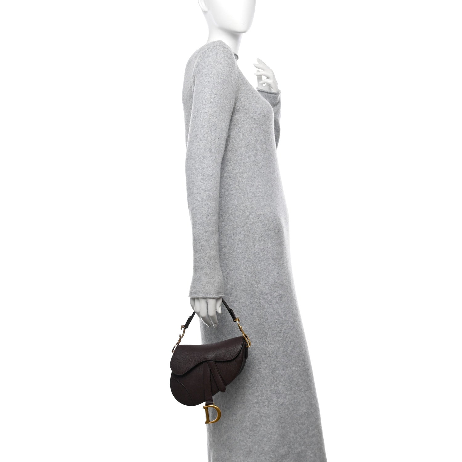 Christian Dior Grained Calfskin Mini Saddle Bag Plum 2 of 12