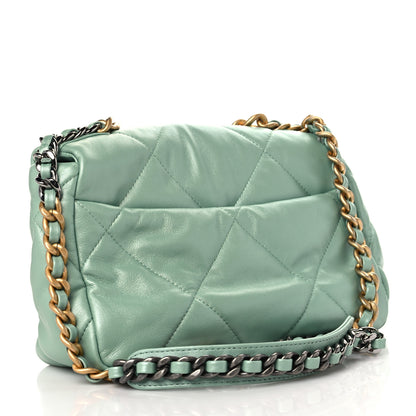 Chanel Shiny Lambskin Quilted Medium Chanel 19 Flap Light Green 3 of 10