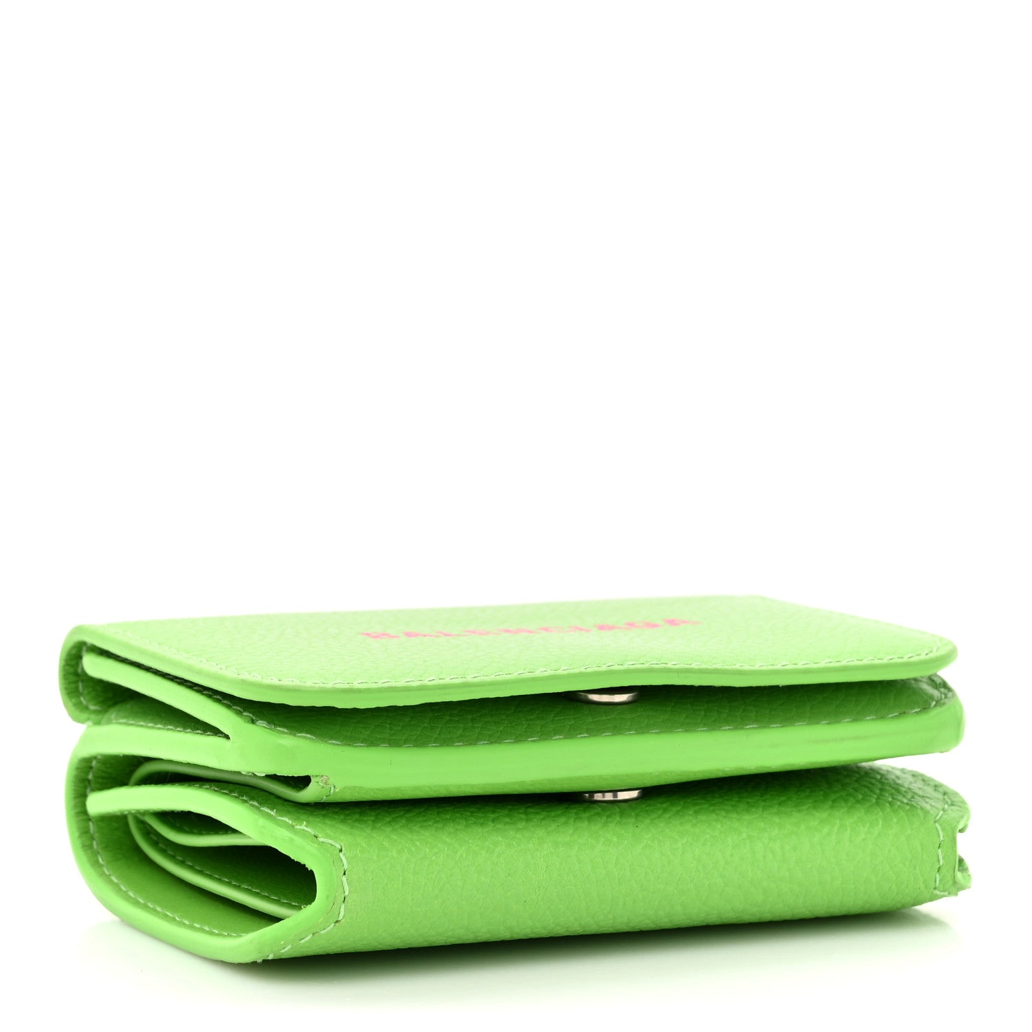 Balenciaga Calfskin Logo Everyday Mini Wallet Green Pink 4 of 13