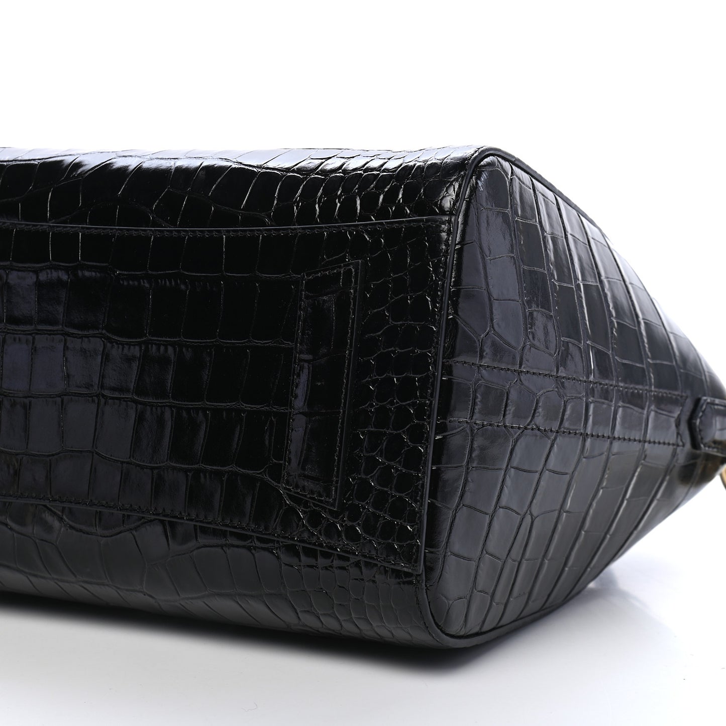 Calfskin Crocodile Embossed Small Antigona Black