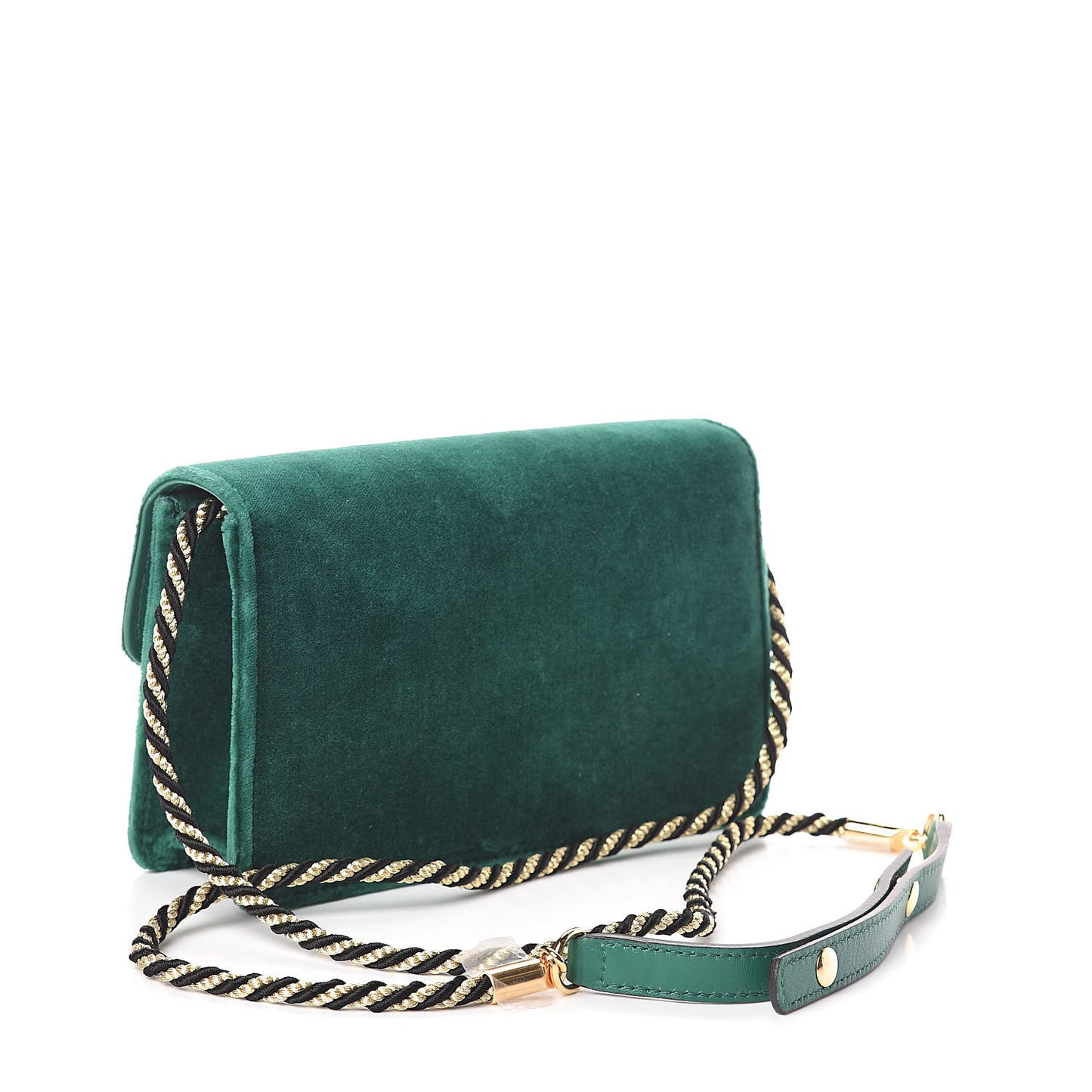 Velvet Crystal Square G Shoulder Bag Green