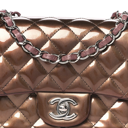 Chanel Striated Patent Quilted Mini Square Flap Pink 9 of 11