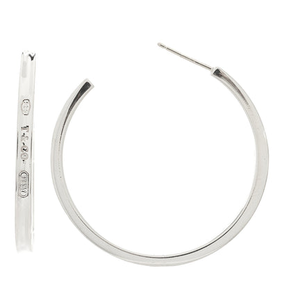 Tiffany Sterling Silver Medium Narrow 1837 Hoop Earrings 1 of 4