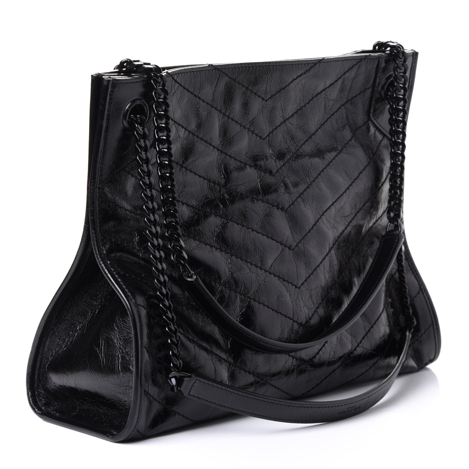 Saint Laurent Crinkled Calfskin Matelasse Monogram Large Niki Shopper Tote Black 2 of 4