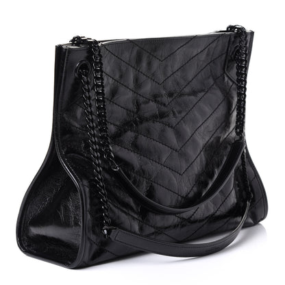 Saint Laurent Crinkled Calfskin Matelasse Monogram Large Niki Shopper Tote Black 2 of 4