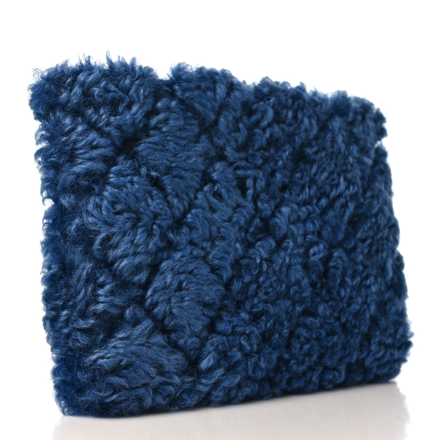 Chanel Shearling Sheepskin Large Chanel 19 Cosmetic Case Blue 3 of 9