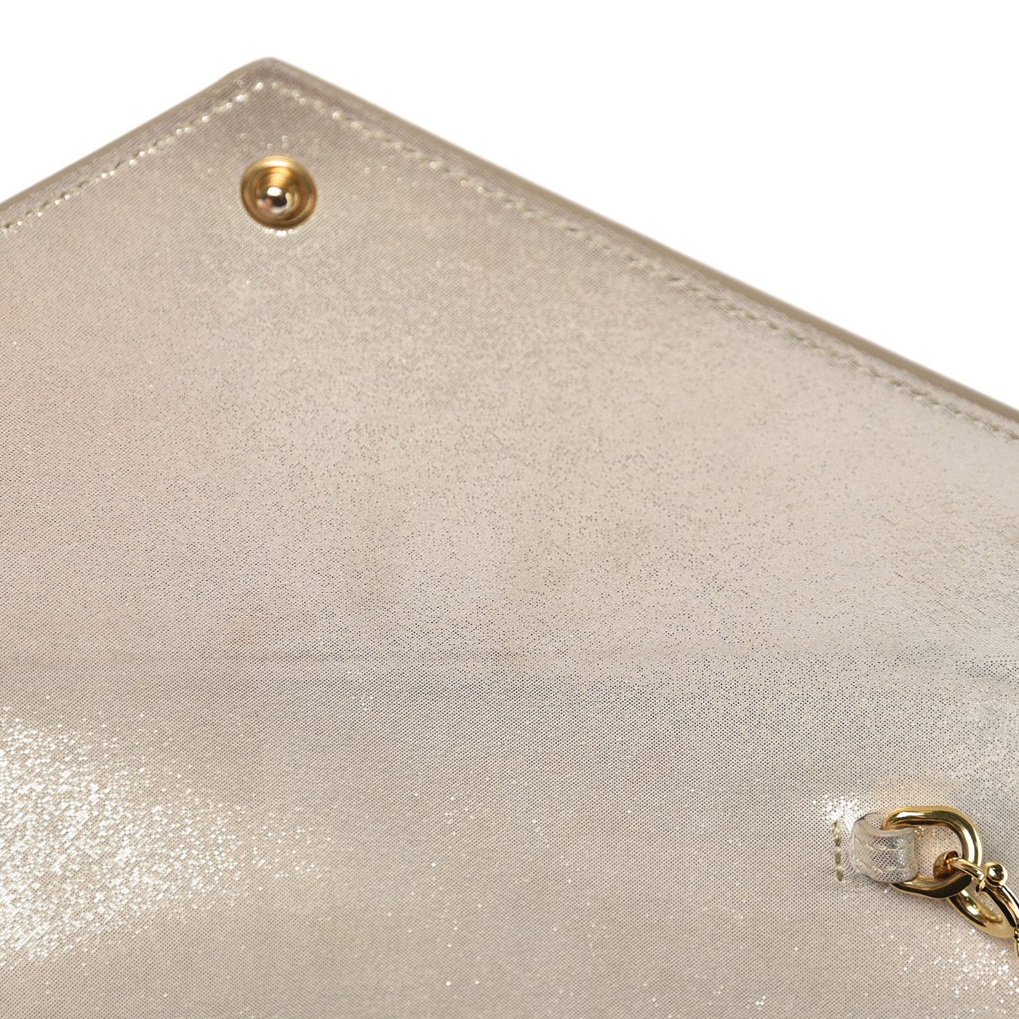 Metallic Fabric Monogram Envelope Chain Wallet Light Gold