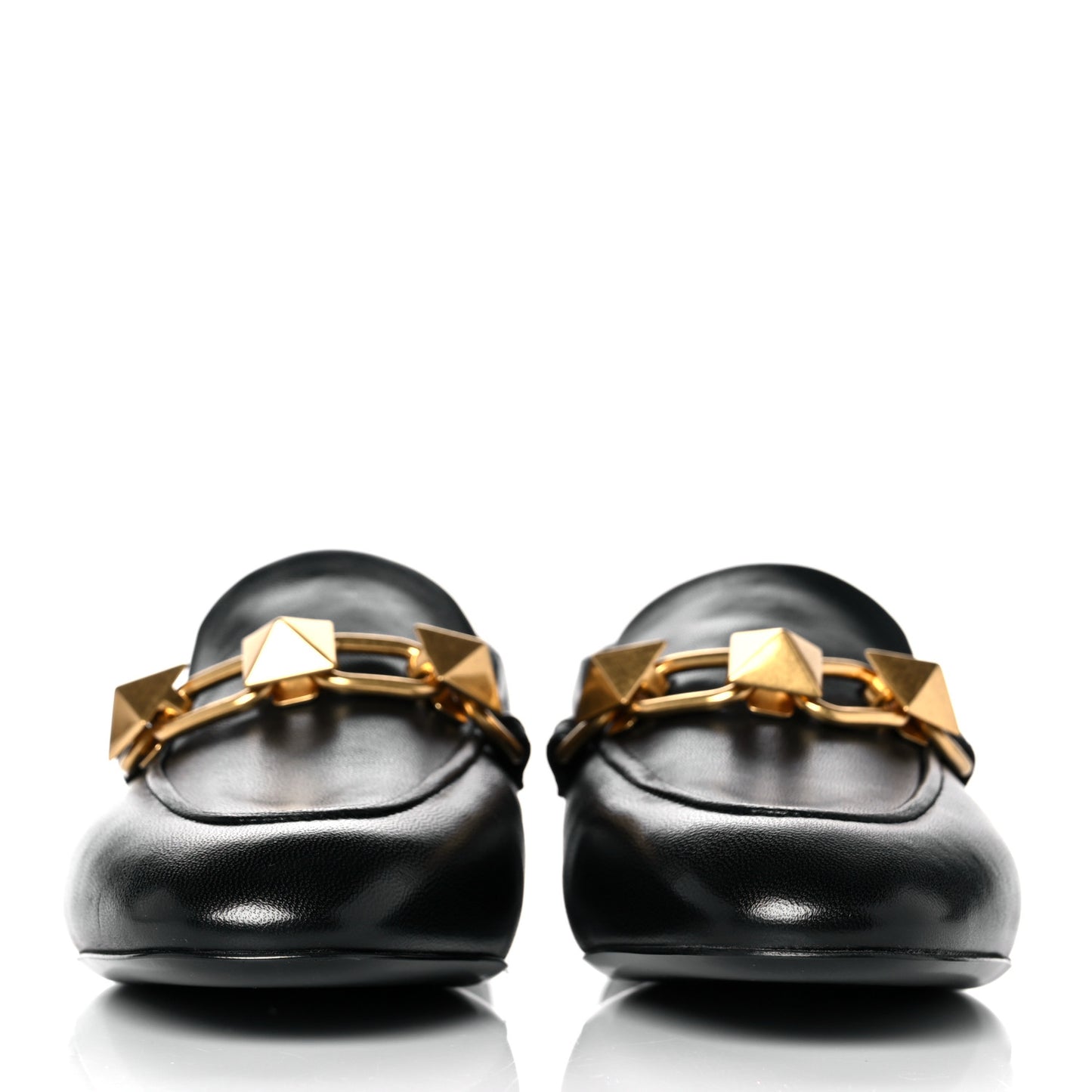 Nappa Stud Sign Loafers 38 Black