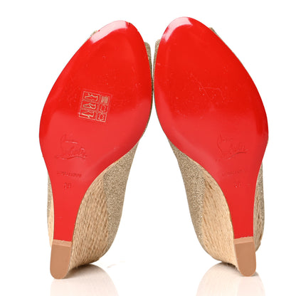 Christian Louboutin Glitter Puglia Espadrille Wedges 39 Platine 5 of 7