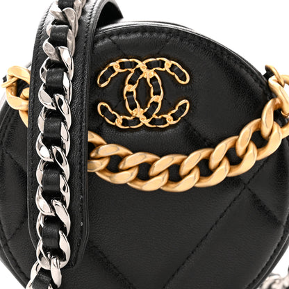 Chanel Lambskin Quilted Chanel 19 Round Clutch With Chain Black 8 of 11