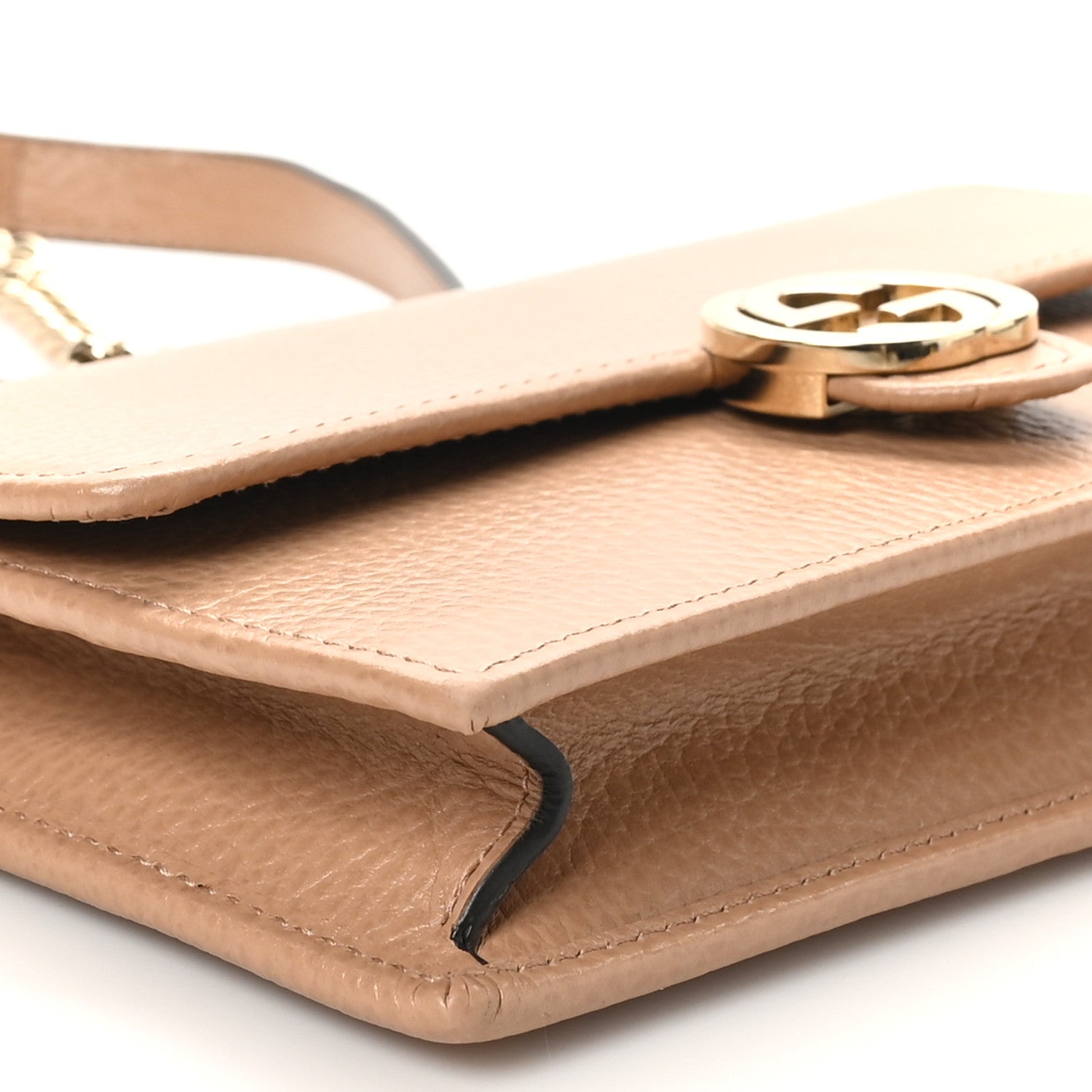 Gucci Dollar Calfskin Interlocking G Chain Wallet Camelia 9 of 10