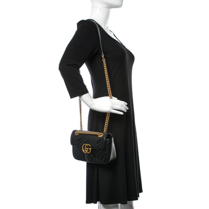 Gucci Calfskin Matelasse Mini GG Marmont Shoulder Bag Black 2 of 10
