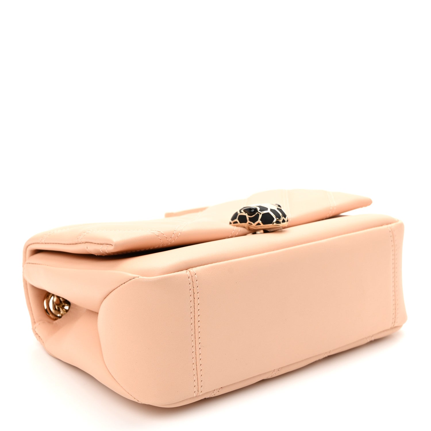 Bulgari Calfskin Matelasse Small Serpenti Cabochon Shoulder Bag Peach 4 of 10