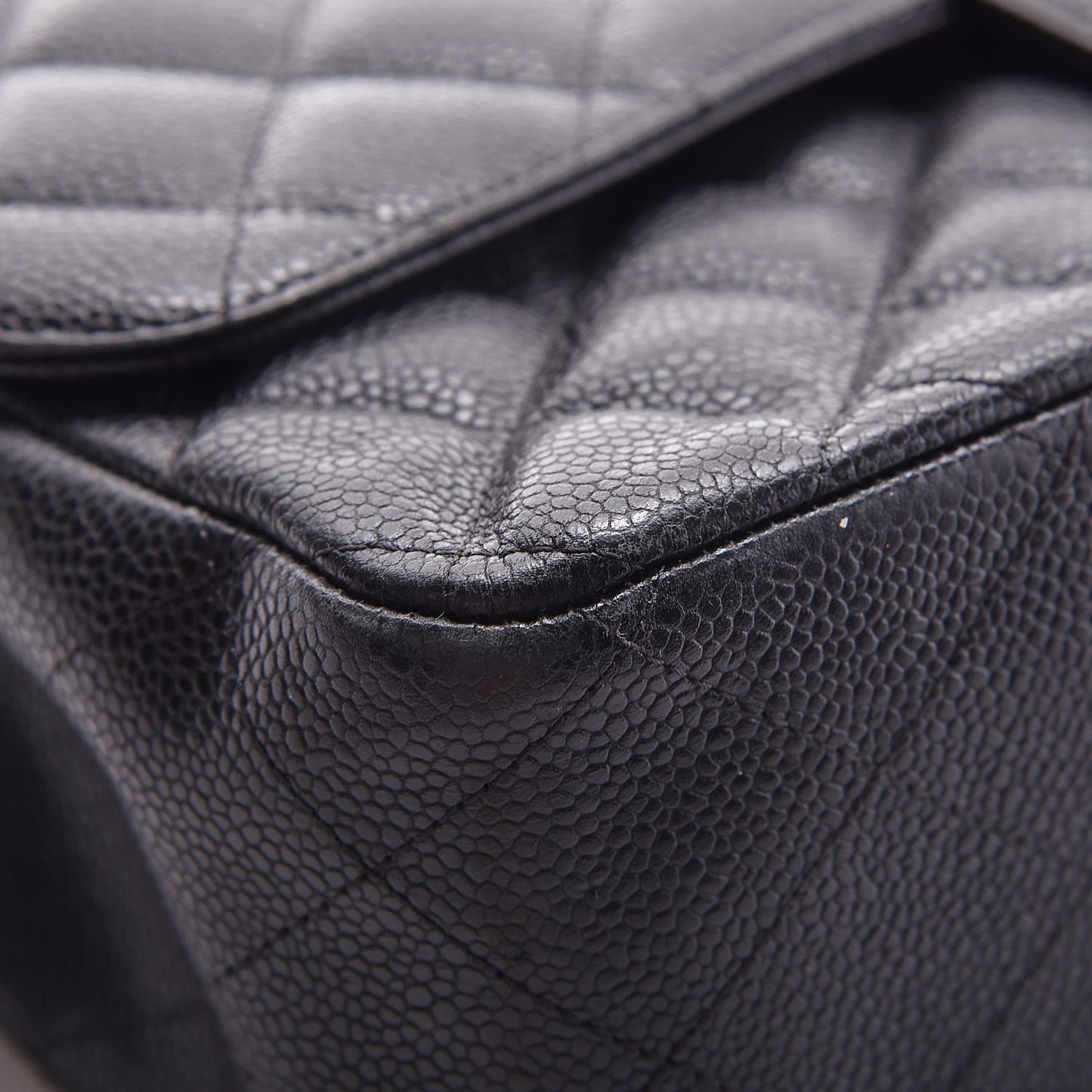 Caviar Quilted Jumbo Double Flap Black