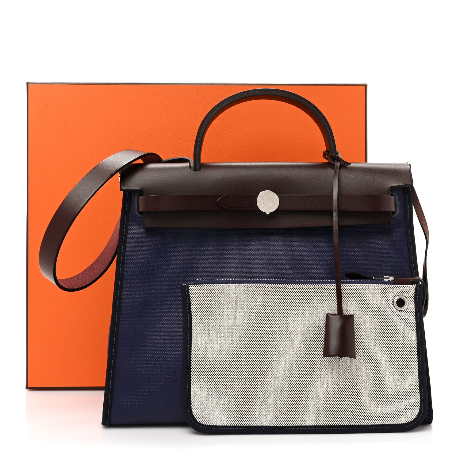 Hermes Toile H Berline Vache Hunter Herbag Zip PM 31 Bleu Encre Black 11 of 11