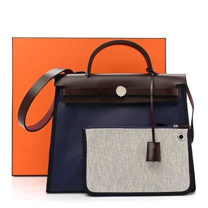 Hermes Toile H Berline Vache Hunter Herbag Zip PM 31 Bleu Encre Black 11 of 11