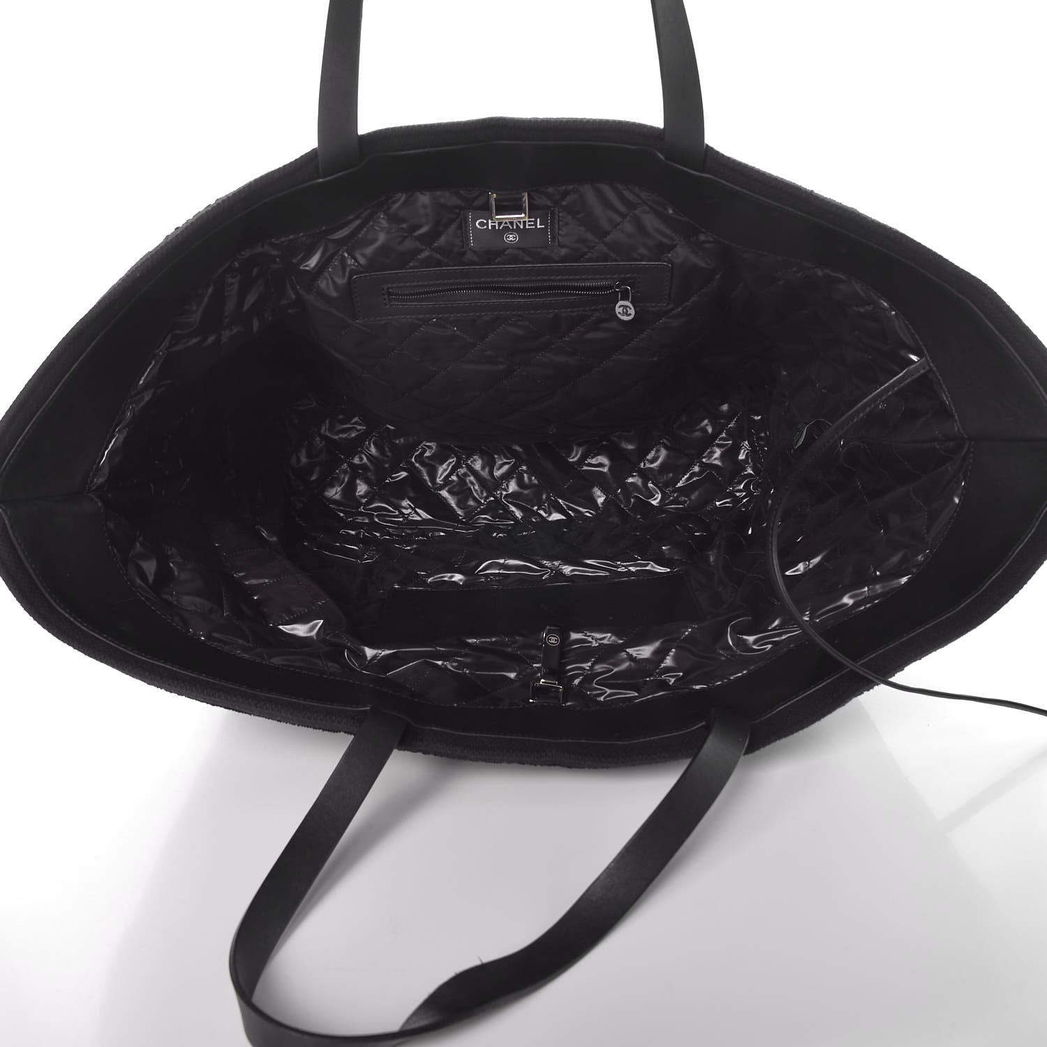 Chanel Terry Cotton Camellia Tote Black 6 of 11