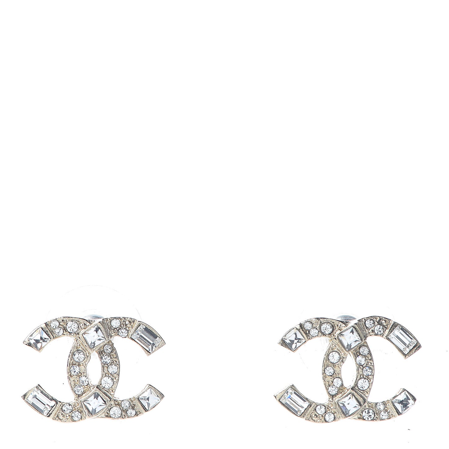 Crystal Baguette CC Earrings Gold